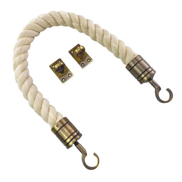 Natural Cotton Barrier Rope With Hooks & Eye Plates - RopeServices UK