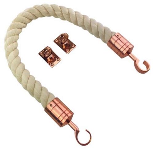 rs natural cotton barrier rope with copper bronze hook and eye plates