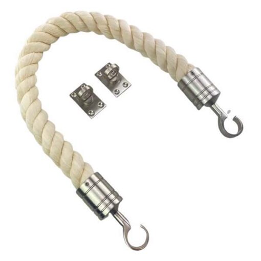 rs natural cotton barrier rope with satin nickel hook and eye plates