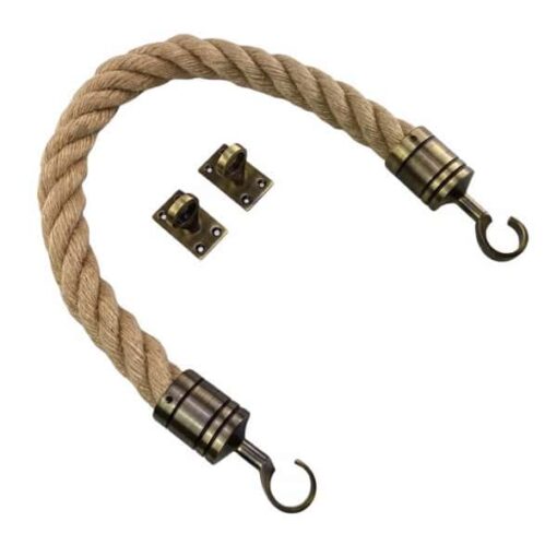 rs natural jute barrier rope with antique brass hook and eye plates