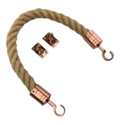 rs natural jute barrier rope with copper bronze hook and eye plates