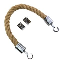 rs natural jute barrier rope with polished chrome hook and eye plates