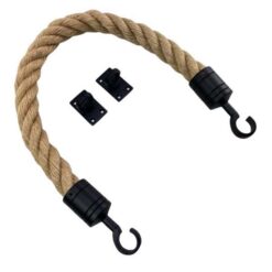 rs natural jute barrier rope with powder coated black hook and eye plates