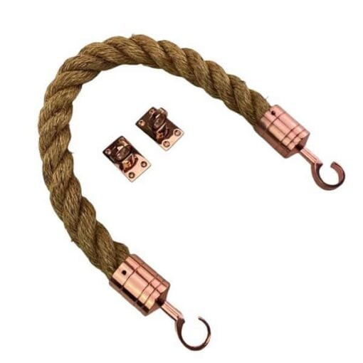 rs natural manila barrier rope with copper bronze hook and eye plates