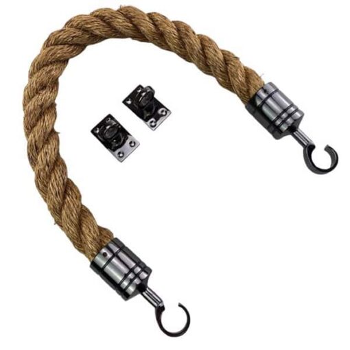 rs natural manila barrier rope with gun metal black hook and eye plates