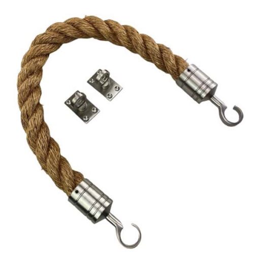 rs natural manila barrier rope with satin nickel hook and eye plates