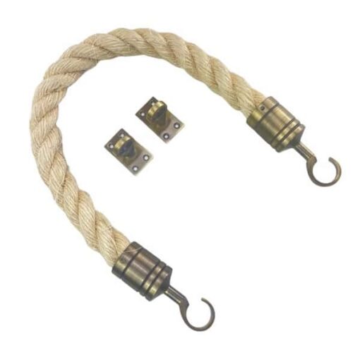 rs natural sisal barrier rope with antique brass hook and eye plates