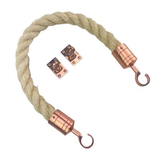 rs natural sisal barrier rope with copper bronze hook and eye plates