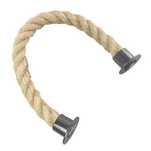 rs natural sisal barrier rope with gun metal black cup ends