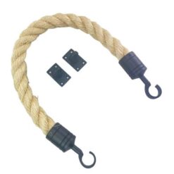 rs natural sisal barrier rope with powder coated black hook and eye plates