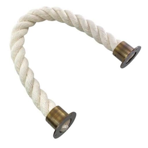 rs synthetic white cotton barrier rope with antique brass cup ends