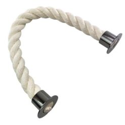 rs synthetic white cotton barrier rope with gun metal black cup ends