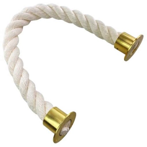 rs synthetic white cotton barrier rope with polished brass cup ends