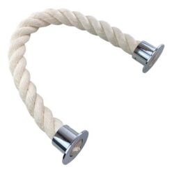 rs synthetic white cotton barrier rope with polished chrome cup ends