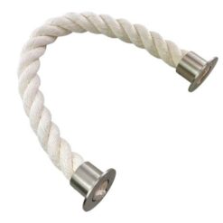 rs synthetic white cotton barrier rope with satin nickel cup ends