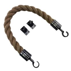 rs synthetic manila barrier ropes with gun metal black hook and eye plates