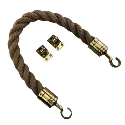 rs synthetic manila barrier ropes with polished brass hook and eye plates