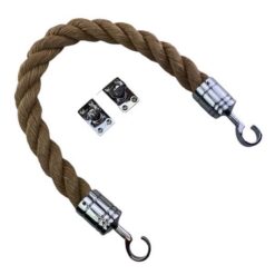 rs synthetic manila barrier ropes with polished chrome hook and eye plates