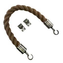 rs synthetic manila barrier ropes with satin nickel hook and eye plates