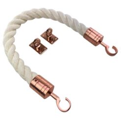 rs synthetic white cotton barrier rope with copper bronze hook and eye plates