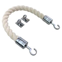 rs synthetic white cotton barrier rope with polished chrome hook and eye plates