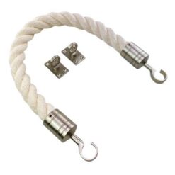 rs synthetic white cotton barrier rope with satin nickel hook and eye plates