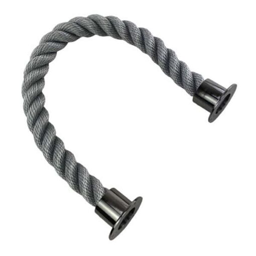 rs synthetic grey barrier rope with gun metal black cup ends