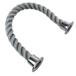 rs synthetic grey barrier rope with polished chrome cup ends