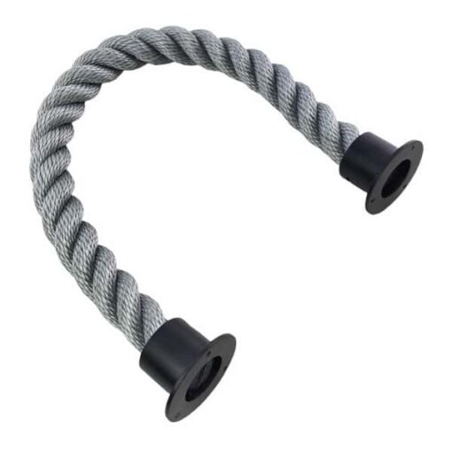 rs synthetic grey barrier rope with powder coated black cup ends