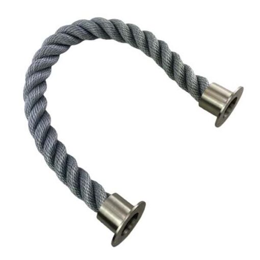 rs synthetic grey barrier rope with satin nickel cup ends