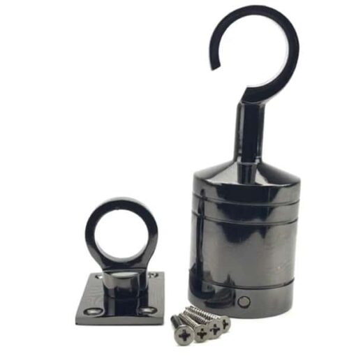 rs gun metal black decking rope fitting hook and eye plate 3