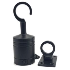 rs powder coated black decking rope fitting hook and eye plate 1
