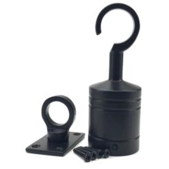 rs powder coated black decking rope fitting hook and eye plate 3