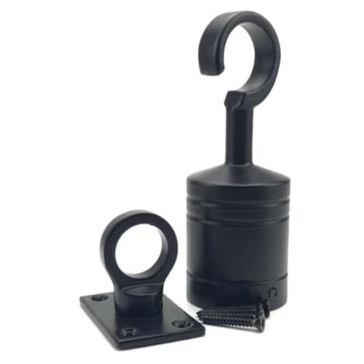 rs powder coated black decking rope fitting hook and eye plate 5