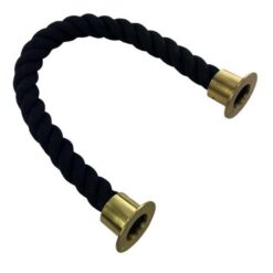 rs black natural cotton barrier rope with polished brass cup ends