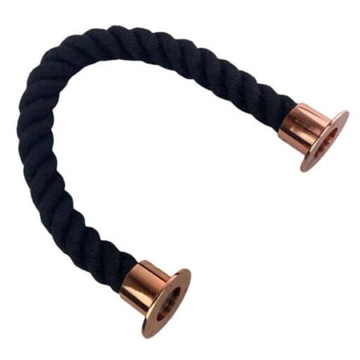 rs black synthetic polyspun barrier rope with copper bronze cup ends