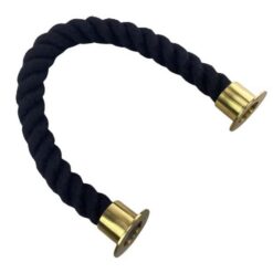 rs black synthetic polyspun barrier rope with polished brass cup ends