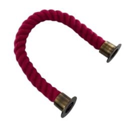 rs burgundy synthetic polyspun barrier rope with antique brass cup ends