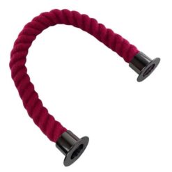 rs burgundy synthetic polyspun barrier rope with gun metal black cup ends