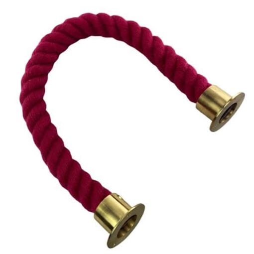 rs burgundy synthetic polyspun barrier rope with polished brass cup ends