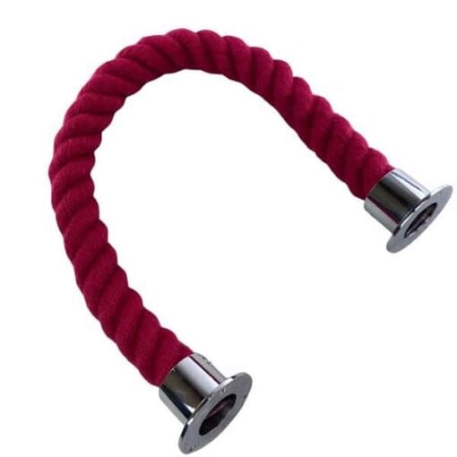 rs burgundy synthetic polyspun barrier rope with polished chrome cup ends