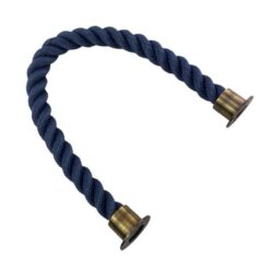 rs navy blue softline multifilament barrier rope with antqiue brass cup ends