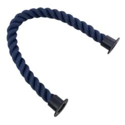 rs navy blue softline multifilament barrier rope with powder coated black cup ends