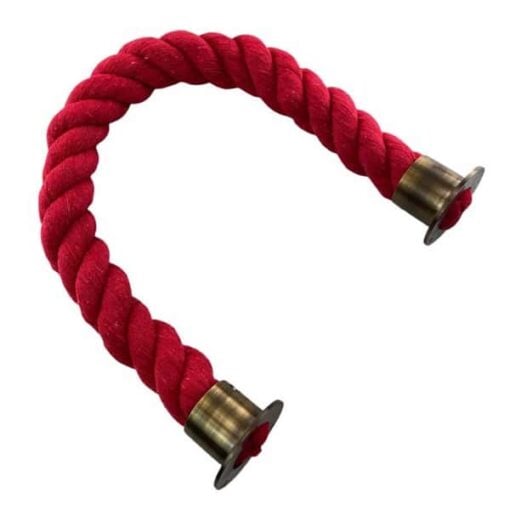 rs red natural cotton barrier ropes with antqiue brass cup ends