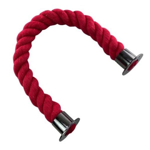 rs red natural cotton barrier ropes with gun metal black cup ends