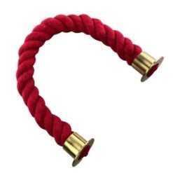 rs red natural cotton barrier ropes with polished brass cup ends