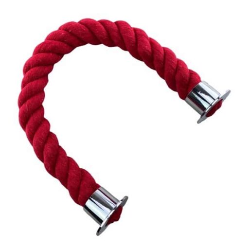 rs red natural cotton barrier ropes with polished chrome cup ends