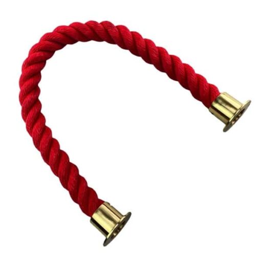 rs red softline barrier rope with polished brass cup ends