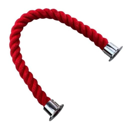 rs red softline barrier rope with polished chrome cup ends