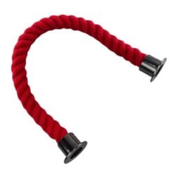 rs red synthetic polyspun barrier rope with gun metal black cup ends